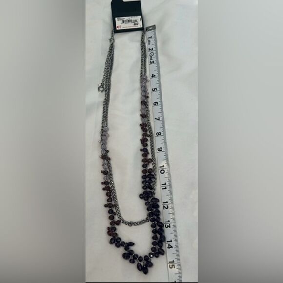 NWT SimplyVera VeraWang double strand adjustable purple/lavender/silver necklace - Picture 8 of 11